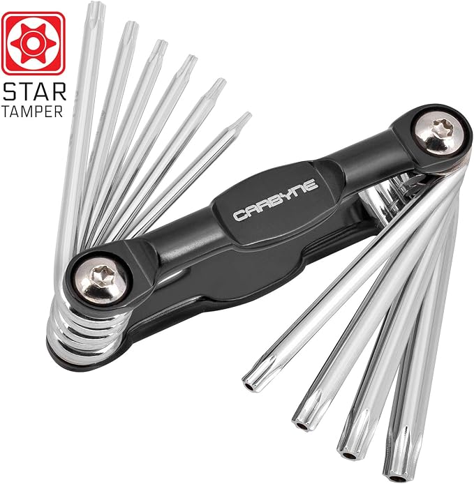 Carbyne Folding Tamper Proof Torx Wrench Set, 10-Piece, T6 to T30 | Heat Treated S2 Steel, Security Tips