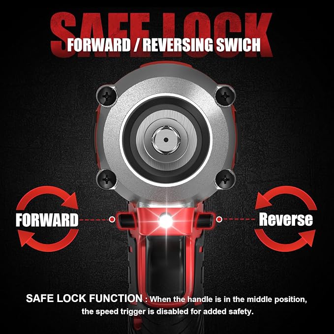 Cerycose Cordless Impact Wrench Compatible with Milwaukee 18V Battery, 250FT-LBS 3/8 inch Compact Impact, Brushless Electric Gun with LED Work Light, Tool Only