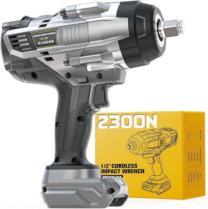 DIYtoolifz Cordless Impact Wrench 1/2" Compatible with DeWalt 20V Battery, 1700 Ft-lbs (2300 Nm) High Torque Impact Driver, Electric Impact Gun with 4 Modes & LED Light for Car, Truck(Bare Tool)
