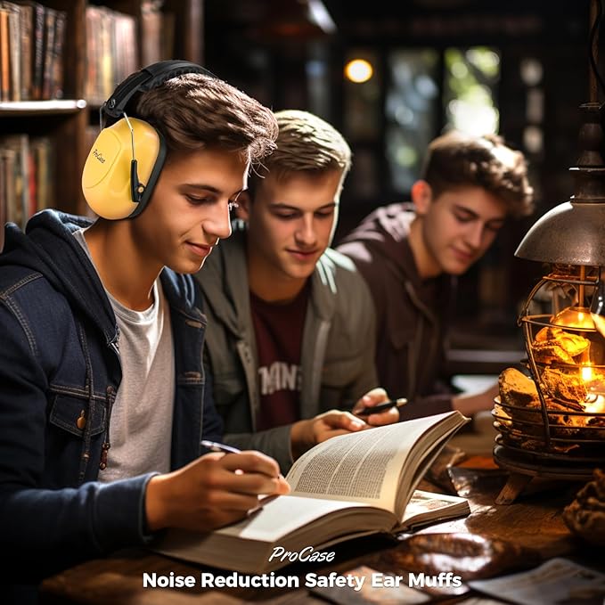 ProCase Noise Reduction Ear Muffs, Sound Proof Ear Protection, NRR 28dB Noise Cancelling Headphones for Adults Kids Autism, Hearing Protection for Shooting Gun Range Mowing -Yellow
