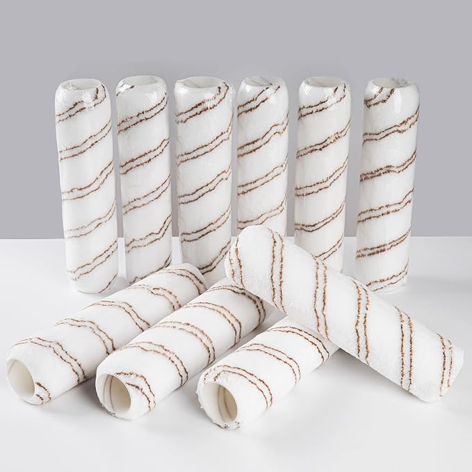 Mister Rui 9 Inch Paint Roller Covers, 6 Pack Most Popular for Home Renovation, 3/8 Inch High-Density Microfiber, Washable