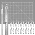 DIYSELF 23 Pack Scrapbooking Tools, Exacto Knife Craft Knife Precision Carving Hobby Knife Kit, 20 Spare Art Knife Blades for Art, Scrapbooking, Stencil, 8" x 6" Cutting Mat