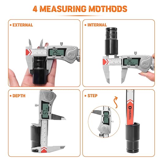 HARDELL Digital Caliper 12 Inch, All Metal Digital Caliper Measuring Tool with 3-Batteries & Extra Cover, IP54 Waterproof Heavy-Duty Vernier Caliper, Inch/MM/Fraction, Auto-Off for DIY/3D-Printing