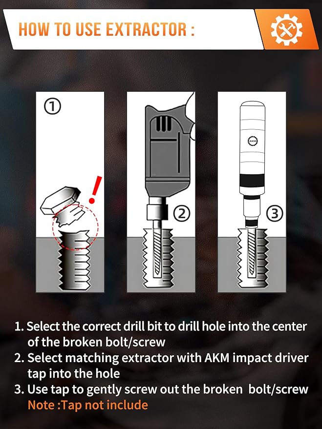 AKM 3/8" Hand Manual Reversible Impact Driver Set Extractor Impact Screwdriver S2 Steel Much More Durable Disengage Rusted Fasteners or Frozen Bolts