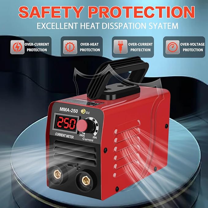 Super Mini Stick Welder Machine,110V 250A ARC Portable MMA Welding Machine for Beginners,Welding Machine with 10pcs Welding Rod Tools,IGBT Inverter Welder,Hot Start Arc Force Anti-stick (Red)