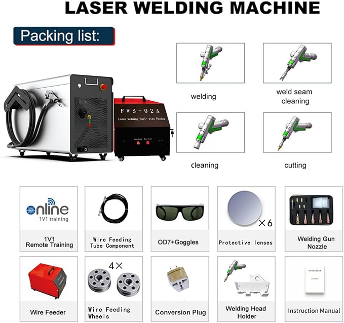1500W Laser Welding Machine 6 in 1 Double Wobble Laser Welder/Cleaner/Cutter/Underwater Welding/Tack Weiding/Weld Seam Cleaning with Double Wire Feeder for Metal