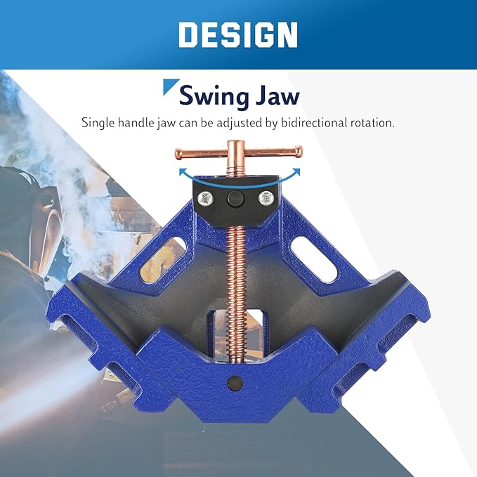 DASBET 2Pack Cast Iron Welders Angle Clamp - Heavy Duty Two Axis Welding Clamp Right Angle 90 Degrees Self Centering Jig and Fixture Clamp for Woodworking Corner Miter
