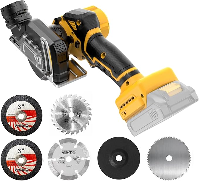 Cordless Cut Off Tool Compatible With DeWalt 20V MAX Battery(NO Battery) 3" Brushless Mini Circular Saw with Blades,19000RPM,Removable Dust Cover for Metal/Wood/Tile/Plastic
