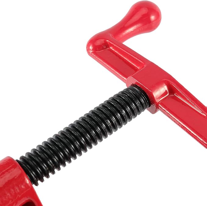 4 Pack 3/4 Inches Pipe Clamp, Wood Gluing Pipe Clamp Set, Heavy Duty Woodworking Cast Iron Clamp for Metalworking, Woodworking and Frame Assembly, Red