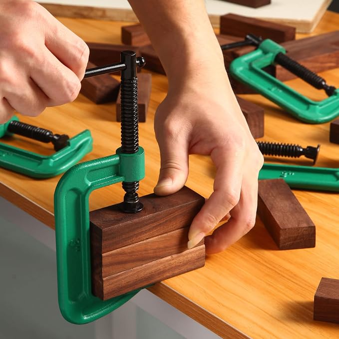 4 Pcs C Clamp Set 3 Inch Heavy Duty G-Clamps Automotive and Wood Working Clamps with Jaw Opening Sliding for DIY Carpentry Woodworking Welding and Building(3 Inch, Green)