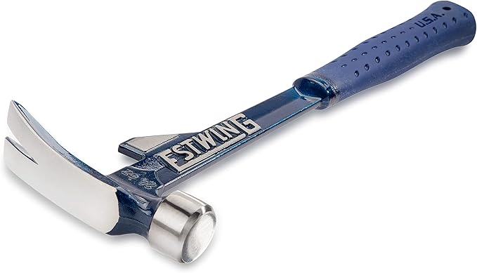 ESTWING Hammertooth Hammer - 24 oz USA Made Long Handle Straight Rip Claw Hammer with Smooth Face & Shock Reduction Grip - E6-24T