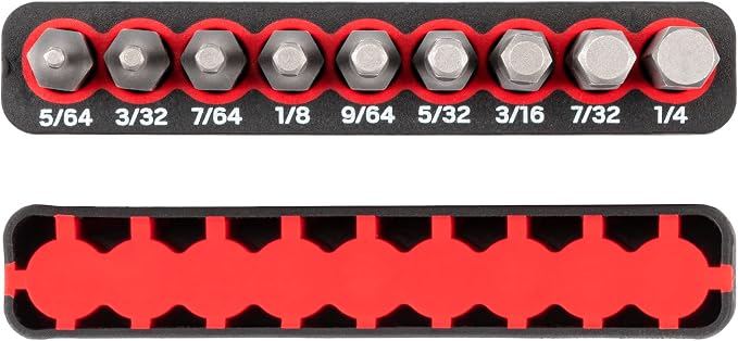 TEKTON 1/4 Inch Hex Bit Set with Rail, 9-Piece (5/64-1/4 in.) | DZX93001