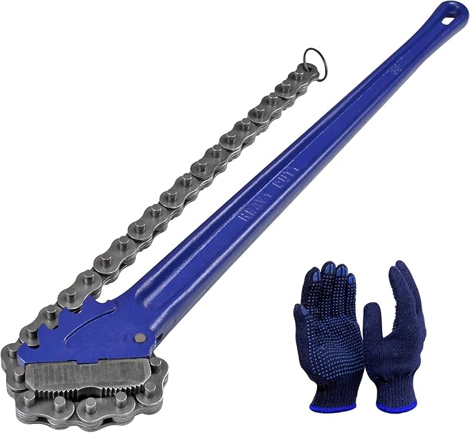 36" Chain Pipe Wrench 4.3" - 7.5" Pipe Diameters, 30" Chain Length Max Breaking Load 15000Lbs, Heavy Duty Plumbing Tool for Pipe Installation, Oil Fields Operations and Maintenance