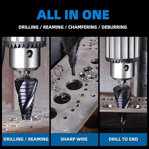 GRENPRO Cobalt Step Drill Bit, 1/4"-3/4" Large Step Bit, M35 HSS Impact Tough Step Bits for Metal, 1/2" Shank Unibit Step Drill Bits, Stainless Steel, Aluminum, Wood