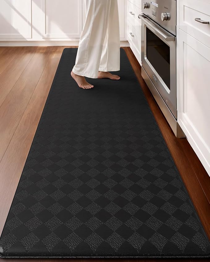 Color&Geometry Anti Fatigue Cushioned Kitchen Floor Mats,24"X94",Long Runner Rug Non Slip Waterproof,Memory Foam Padded Standing Mat for Front Sink,Black