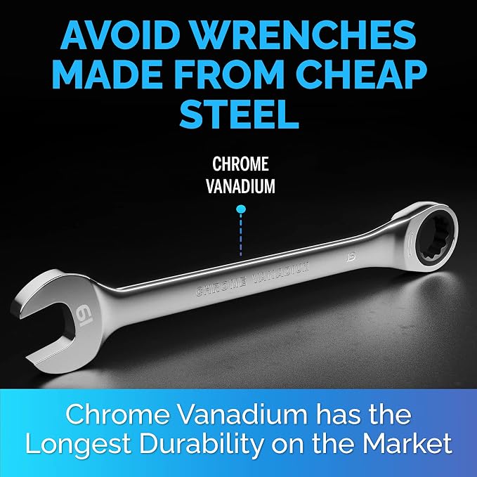 Ratcheting Wrench - Slim Profile - Ratchet Wrench, 19 mm Wrench Set