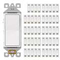 AIDA 3 Way Decorative Light Switch Wall Plate, Electric Switches,15Amp, 120/277 Volt, 3 Way Rocker Switch, Self-Grounding, Residential and Commercial Grade, UL Listed (50, Matte White)