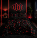 Nttopship Geometric Red Black Triangle Full Size Comforter Set,Light Honeycomb Bedding Set 7 Piece in A Bag,Bed Sheet Set Geometry Decor,Microfiber Lightweight All Season