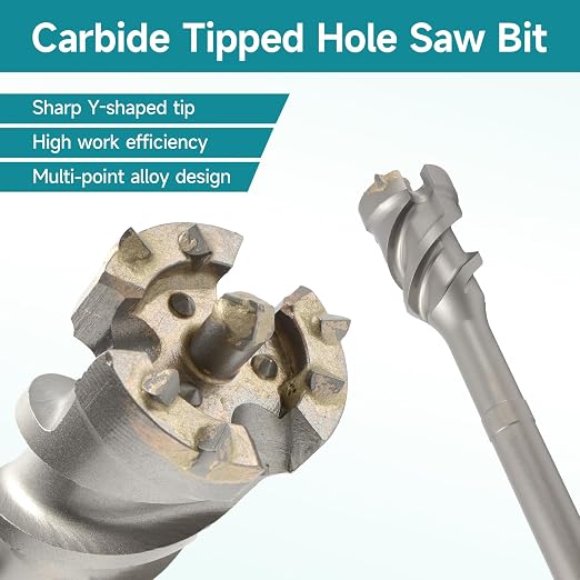 2-1/6 in. Break Through Drill Bit, 2-1/6 in. x 21-2/3 in. Carbide Tipped Hole Saw Bit with Storage Tube, SDS MAX Shank, Tools for Concrete Brick Stone and Other Masonry Construction Material