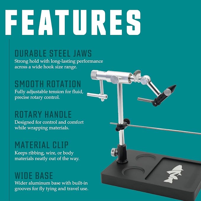 V2 Rotary Fly Tying Vise w/Travel Base, Silver