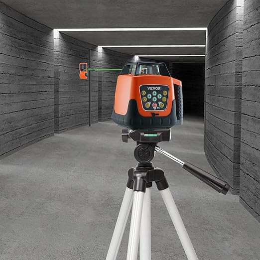 VEVOR Rotary Laser Level 2000ft,360 Degree Self Leveling Green Cross Line Laser,5 Rotation Speeds&4 Scanning Angles Adjustment,IP66 Waterproof Remote Control Manual Self-leveling Mode,Battery Included