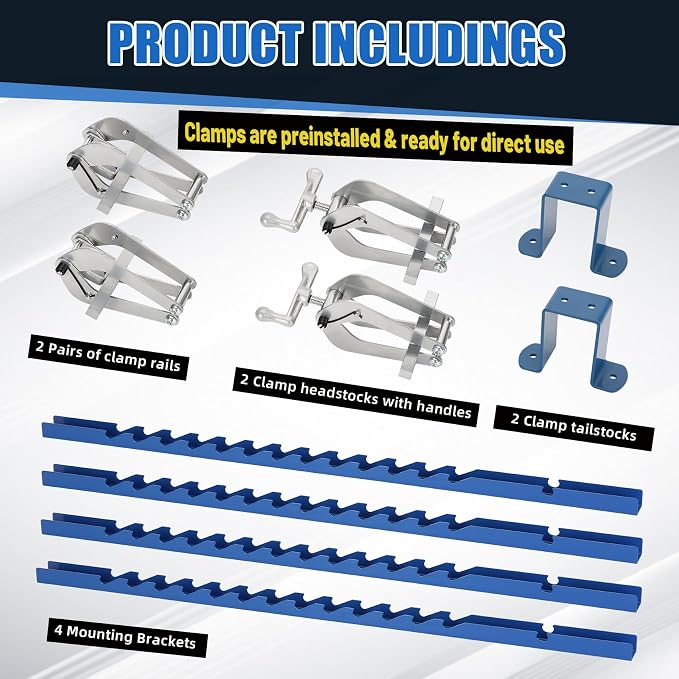 36 Inch Panel Clamps 2 Pack, 4-Way Pressure Steel Parallel Clamps Pre-installation Jigs Fit for 1/2" to 3" Cutting Boards, Tabletops, and Cabinet Cutting Board Clamps