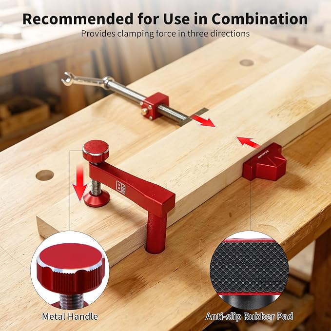 Premium Bench Dog Clamp Set for MFT Table, 10 pcs for 3/4" Dog Holes