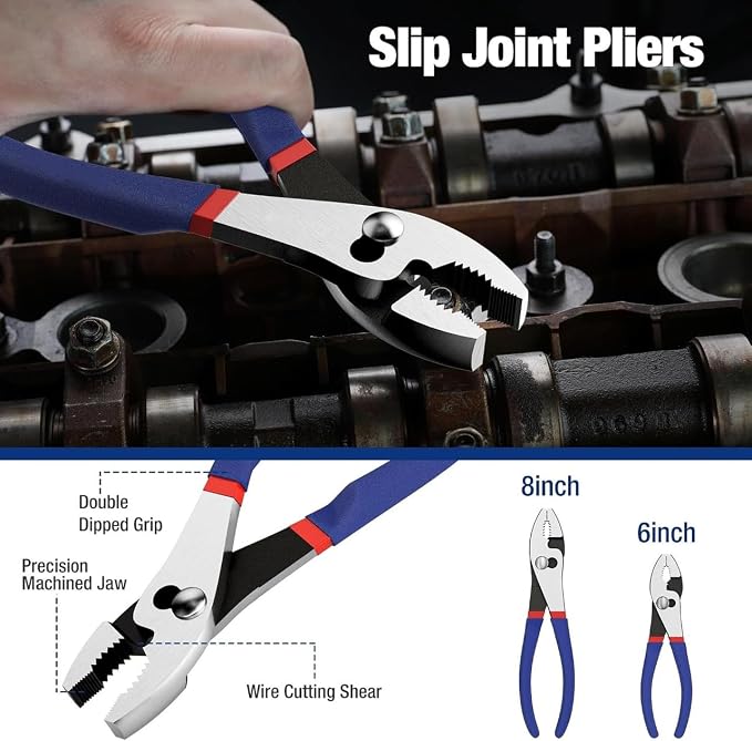 7-Piece Pliers Set, Comfort Grip, Groove Joint, Long Nose, Slip Joint | Drop-Forged Heat-Treated Steel; Non-Slip Ergonomic Comfort Grip; Rust-Resistant Protective Finish