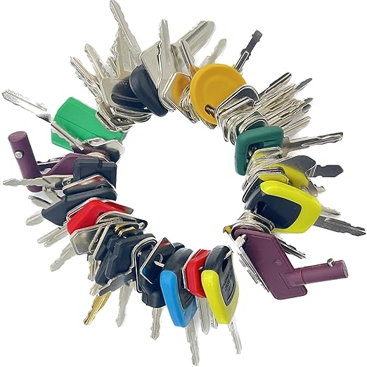 58 Heavy Equipment Key Master Set, Construction Ignition Key Heavy Machinery Fits Cat Caterpillar John Deere Komatsu Bobcat Kubota JCB Case Hyster Yanmar Daewoo Takeuchi New Holland