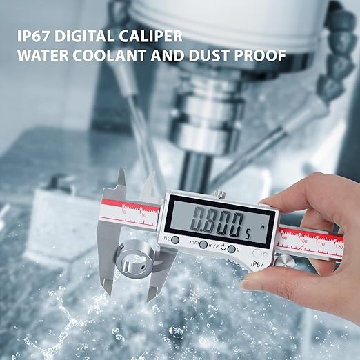 VINCA IP67 Grade Bluetooth Digital Caliper, DIPA-0605B 0-6 Inch/150mm, Inch/Millimeter/Fraction Conversion, Stainless Steel, Large LCD Screen