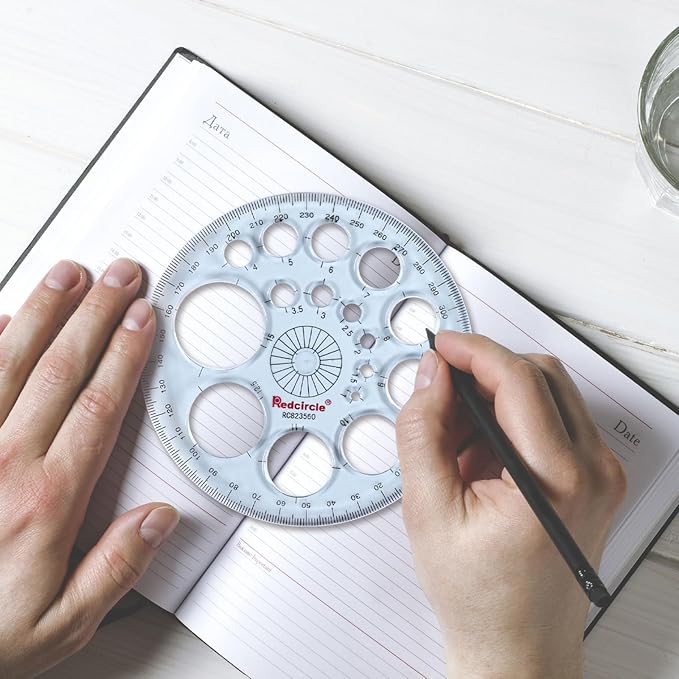 360 Degree Thick Protractor Circle Ruler Drawing Ruler Accurate Mathematical Circle Template 16 Circle Size/Blue