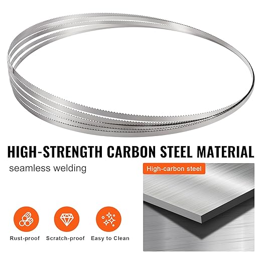 VEVOR Band Saw Blade, 82.3x0.63x0.02 inch, 5 PCS/Pack Meat Bandsaw Blades for Replacement, Carbon Steel Blade, Meat Cutting Blade Wrapped by Rust-Proof Paper, Fit for Commercial Bone Saw Machines