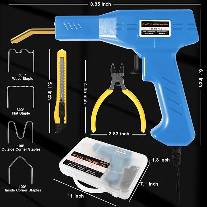 ATOLS Upgraded Plastic Welder, 1000PCS Staples, Pure Copper Transformer, Rapid Heating, Plastic Welding Kit, Hot Stapler Kit, Plastic Welder Gun Kit, Car Bumper Repair Kit, Plastic Repair Kit
