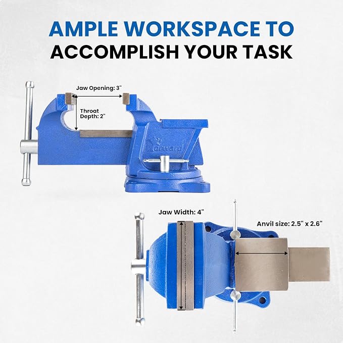 Forward 0804 4 Inch Bench Vise Workbench Vise with Anvil and Swivel Base