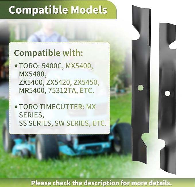 Keycci 115-2454-03 Lawn Mower Blades Compatible with T oro Time Cutter SS5425 54 Inch Deck, High Lift Blades Replace for 115-4999 115-4999-03 115-9650-03, 3 Pack (115-9650-03 Blades)