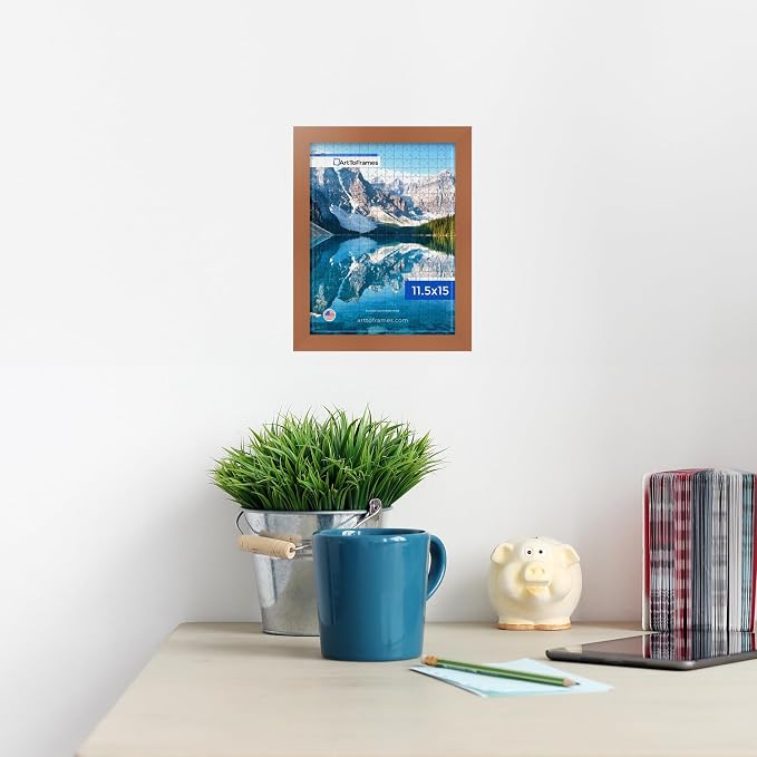 ArtToFrames Puzzle Frame for Buffalo Games 300 Piece Jigsaw Puzzles, 11.5x15 Inch (29x38 cm), Burnt Umber Engineered Wood with Regular Glass, Ready to Hang Puzzle Display