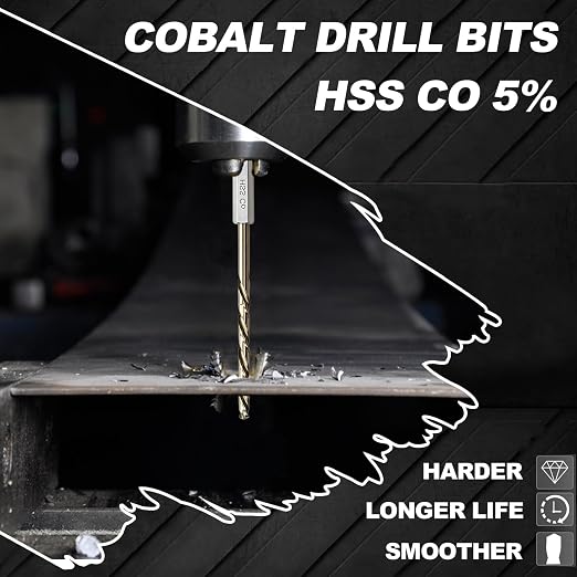 5/32 Drill Bits for Metal and Hard Steel(10Pcs),M35 Cobalt Impact Drill Bit Set with Quick Change Hex Shank,with Storage Case