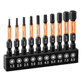 GRENPRO Allen Wrench Drill Bit Set 10pcs Metric, Impact Hex Head Screwdriver Bits Sets, 1/4” Hex-Shank S2 Steel, CNC Machined Tips With Magnetism, 2” Long Magnetic Driver Bit With Storage Box