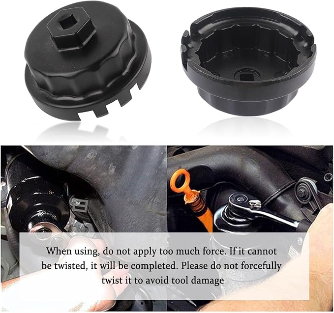 Salior 64mm Oil Filter Wrench,Aluminum Alloy Quickly Oil Filter Removal Tool Compatible with Lexus Toyota Tundra RAV4 Sienna 2.5L to 5.7L Engines Oil Filter Socket (Black)