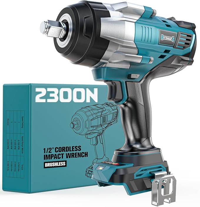DIYtoolifz Cordless Impact Wrench 1/2" Compatible with Makita 18V Battery, 1700 Ft-lbs High Torque Impact Driver, Electric Impact Gun with 4 Speed Modes & LED Light for Car, Truck, Mower(Bare Tool)