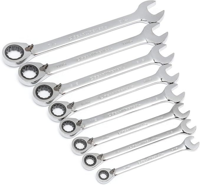 GEARWRENCH 8 Piece 72-Tooth 12 Point Reversible Ratcheting Combination SAE Wrench Set | 9533N (Pack of 10)