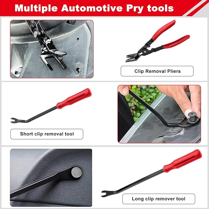 3 Pcs Clip Remover Tool, Clip Pliers Set Fastener Removal Tool , Auto Trim Removal Tool Kit Pry Tool Set Car Door Panel Dashboard Repair Kit