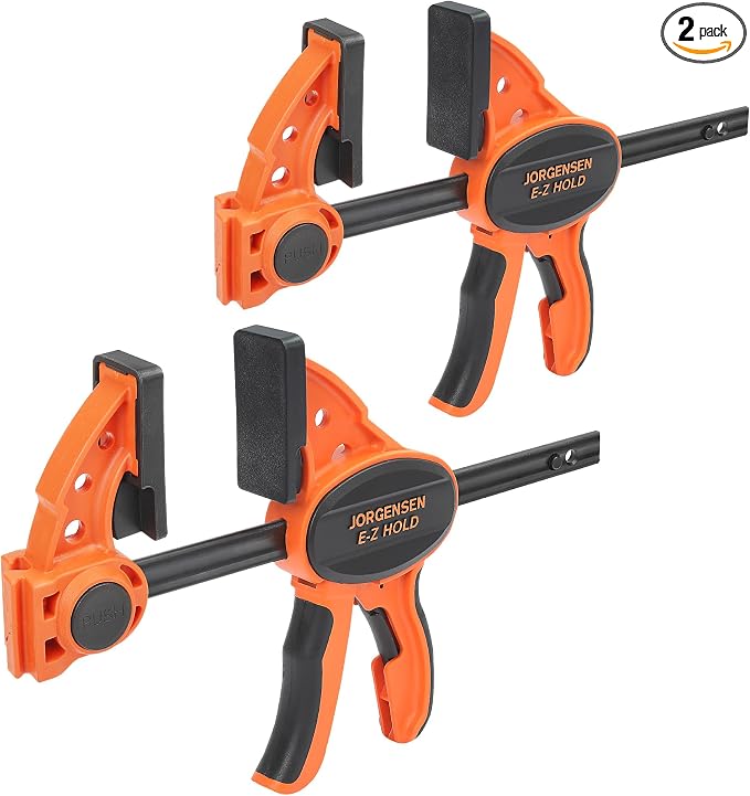 Jorgensen 6" One Hand Clamp/Spreader, 400 Lbs Clamping Force, E-Z Hold Bar Clamps Set, Medium Duty, 2-pack