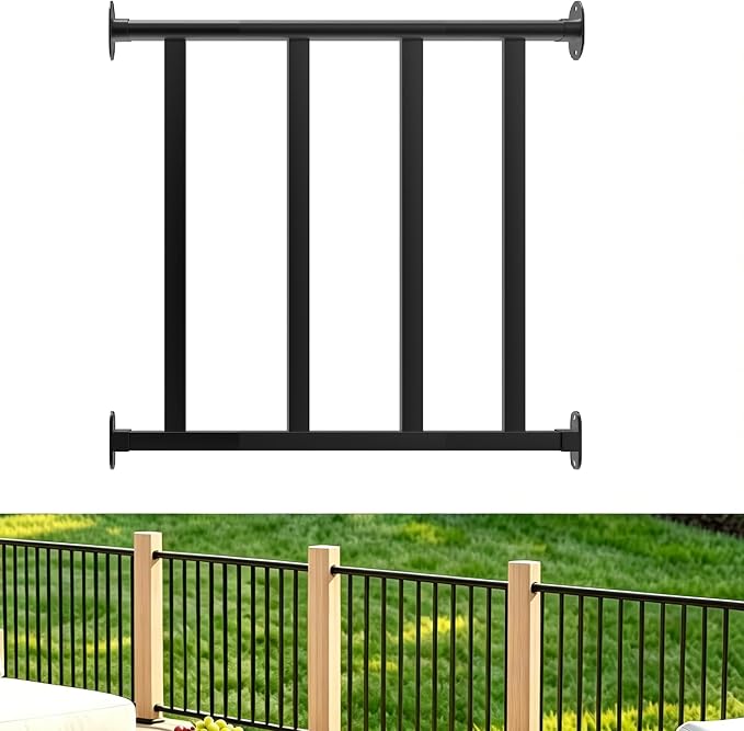 Metty Metal 2Ft W x 36in H Level Deck Railing Kit, Textured Black AAMA2604 Powder Coat, IBC Certified Guard Rail for Deck Porch Balcony Patio Outdoor