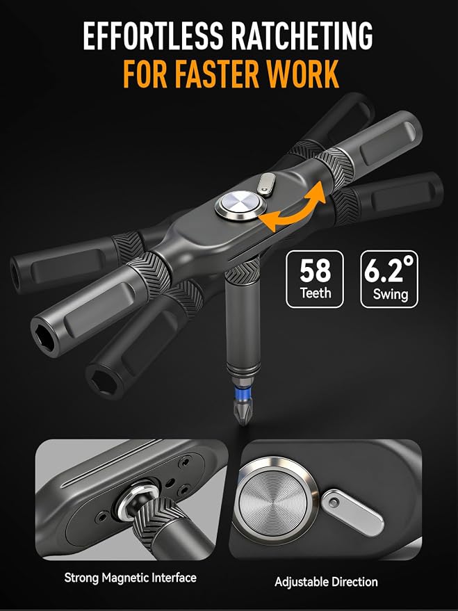 KELIN 78 IN 1 Magnetic Ratchet Screwdriver Set T-Handle Ratchet Screwdriver Kit with Diamond-Faceted Handle & S2 Steel Bits, for Home Daily Repair, Precision Repair, Gift For Men Husband