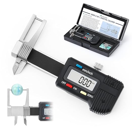 Mini Digital Caliper 3-in-1, 0-25mm Precision Measuring Tool | Large LCD Display, Zero Setting Function, Inch Metric Fraction Conversion, Extra Battery, Protective Case