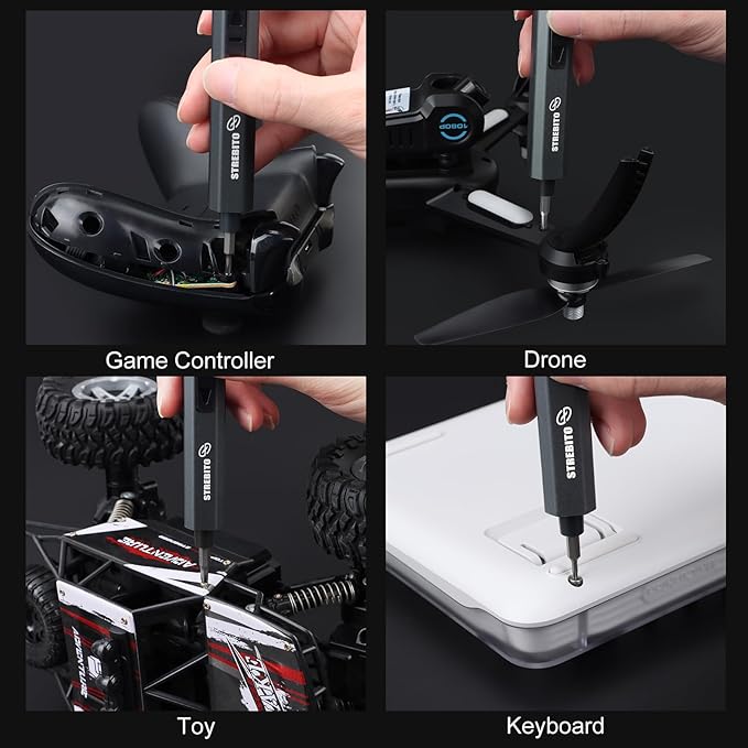 STREBITO 155 in 1 Electric Screwdriver Set, Small Electric Screwdriver Cordless with 140 S2 Magnetic Bits, Electronic Power Screwdriver Repair Tool Kit for RC, Computer, Pc Building, Laptop（Upgraded）