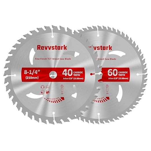 Circular Saw Blade 8-1/4 in 40T&60T, with 5/8" Arbor, Carbide Tipped Teeth, TCT Saw Blades for Cutting Various Wood, Plastic and Composite Materials, Fit Dewalt Craftsman Ryobi Milwaukee