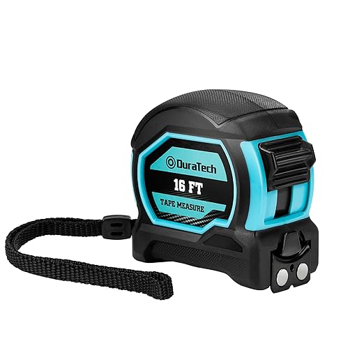 DURATECH Magnetic Tape Measure 16FT with Fractions 1/8, Retractable Measuring Tape, Easy to Read Both Side Measurement Tape, Magnetic Hook and Shock Absorbent Case for Construction, Carpenter