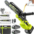 Mini Chainsaw Cordless, 8 Inch & 6 Inch Electric Chainsaw Battery Powered, 1000W Brushless Handheld Power Chain Saw with 2 Batteries, Small Tree Saw for Branch Trimming Wood Cutting